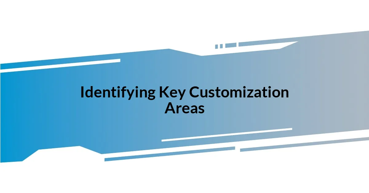 Identifying Key Customization Areas